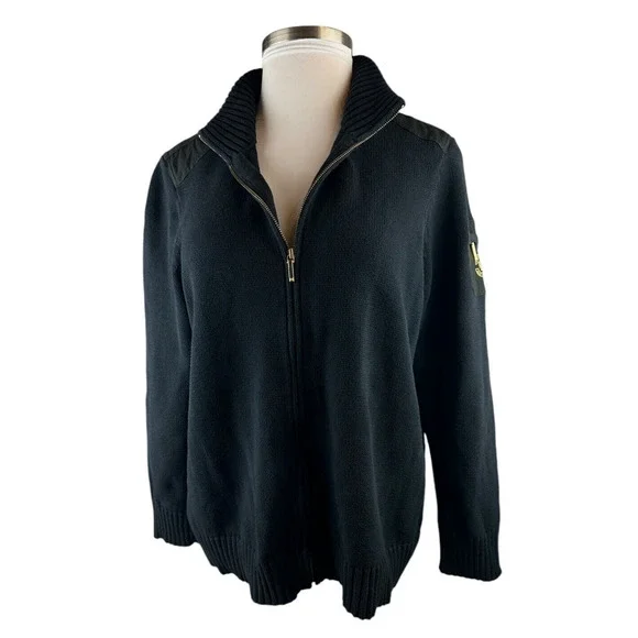 Ralph Lauren Full Zip Ribbed Knit Cardigan Sweater Pocket Arm Patch Plus Size 2X - Picture 5 of 12